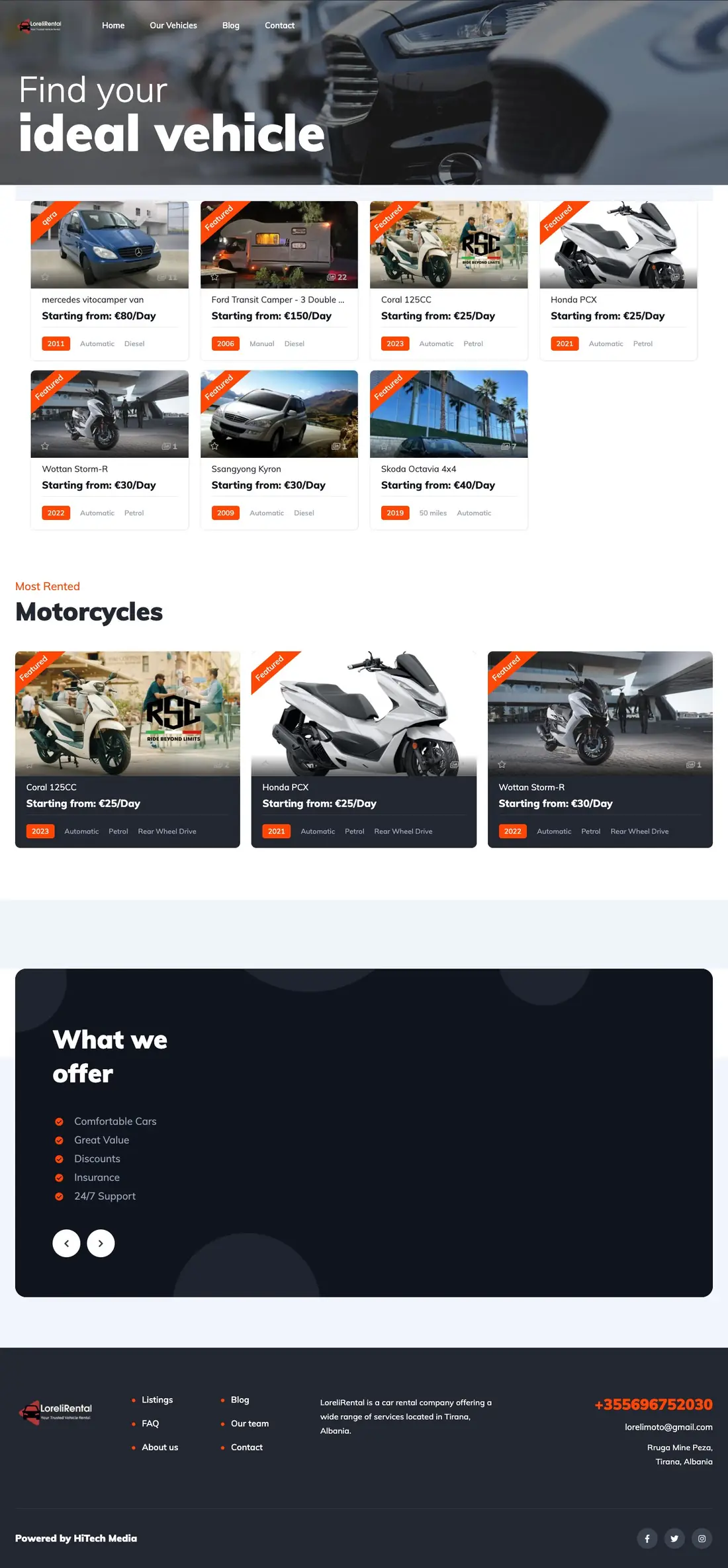 Loreli Rental website homepage