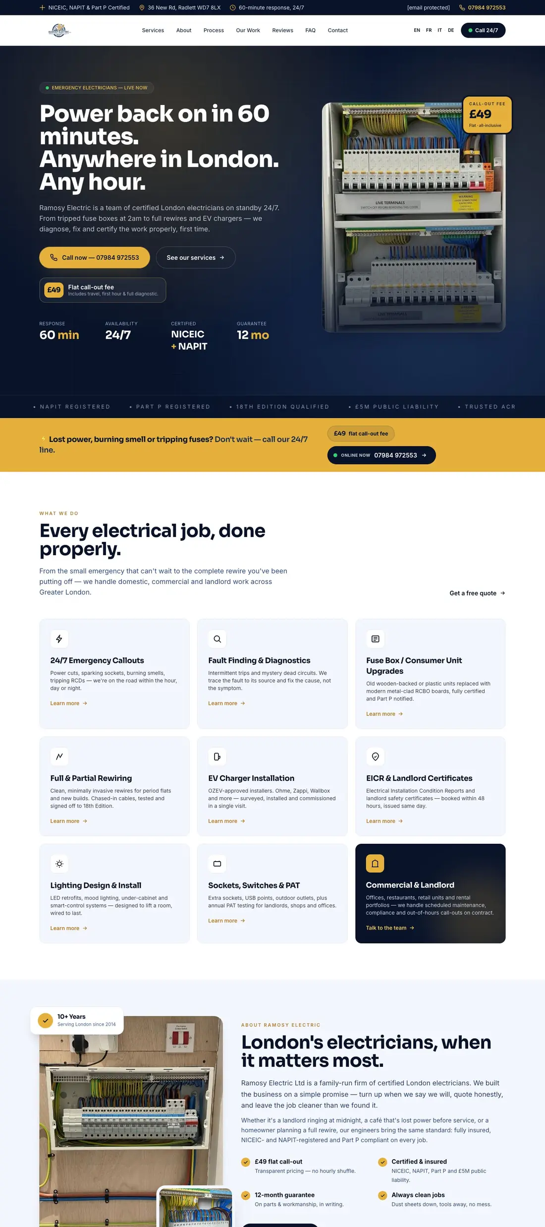 Ramosy Electric website homepage